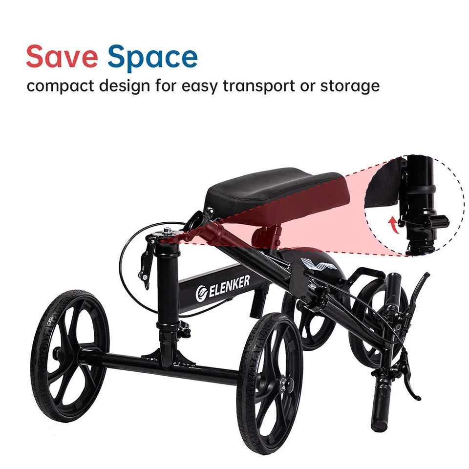 RxDeluxe Medical Knee Walker Scooter Steerable 10" Wheels Knee Scooter Blue